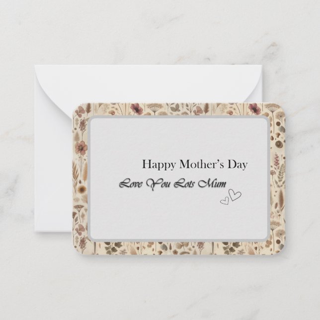 Vintage Herbarium Pressed Flower Flat Note Card (Front)