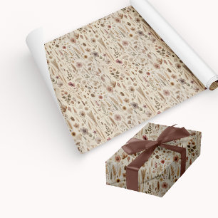 Vintage Herbarium Pressed Flower Wrapping Bundle Paper Sheet