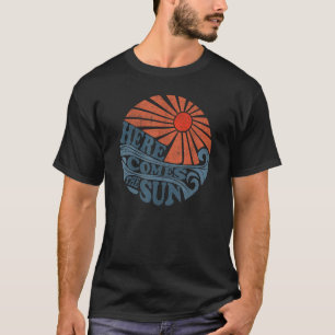 Vintage Here Comes The Sun Cute Retro 70's Beach V T-Shirt