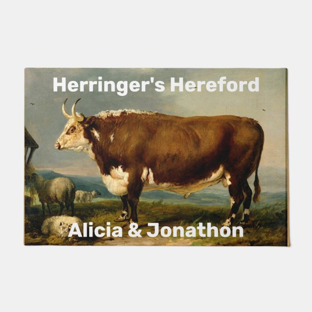 Vintage Hereford Bull Doormat (Front)
