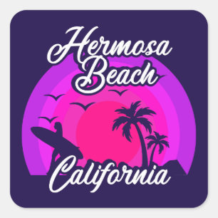 Vintage Hermosa Beach California Square Sticker