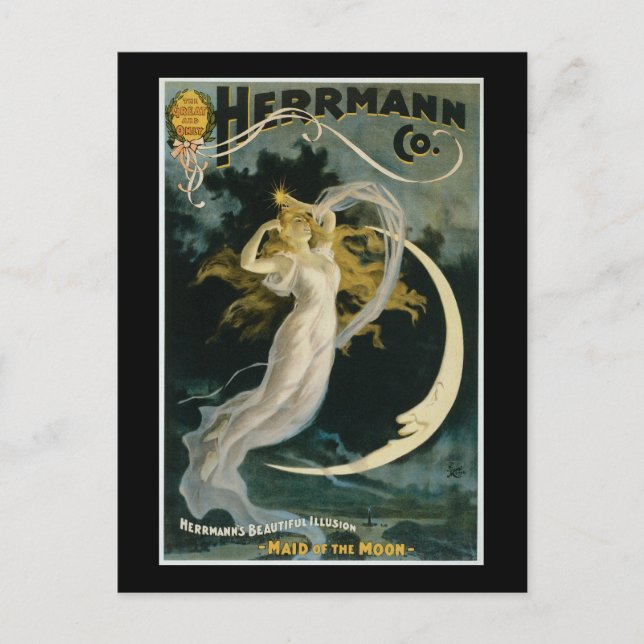 Vintage Herrmann Maid of the Moon Poster Postcard (Front)