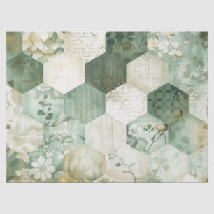 Vintage Hexagon Botanical Patchwork Tissue Paper