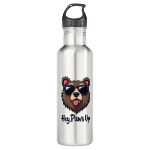 Vintage Hey Paws Up Bear with Sunglasses Funny Dog 710 Ml Water Bottle
