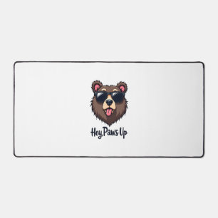 Vintage Hey Paws Up Bear with Sunglasses Funny Dog Desk Mat