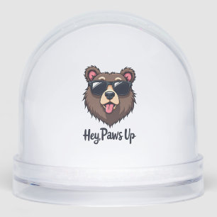 Vintage Hey Paws Up Bear with Sunglasses Funny Dog Snowglobe