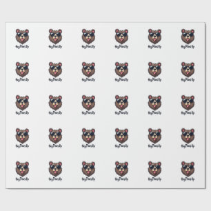 Vintage Hey Paws Up Bear with Sunglasses Funny Dog Wrapping Paper