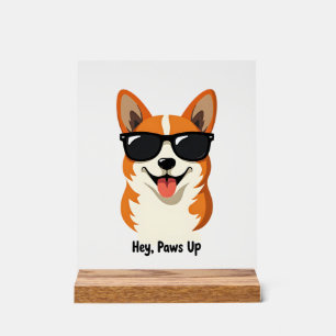 Vintage Hey, Paws Up Corgi avec Lunettes de Soleil