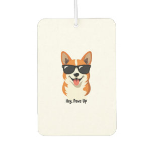 Vintage Hey, Paws Up Corgi with Sunglasses Cute Do Air Freshener