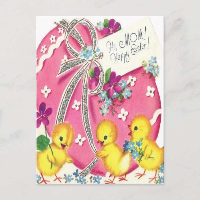 Vintage Hi Mom Happy Easter Postcard (Front)