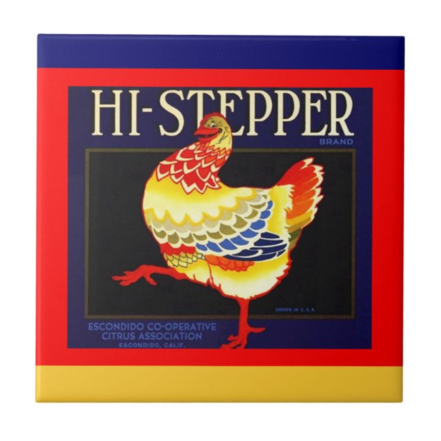 Vintage Hi-stepper Citrus Chicken crate label Tile (Front)
