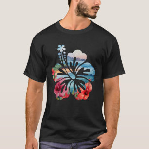 Vintage Hibiscus Flower Beach Summer Aloha Hawaiia T-Shirt