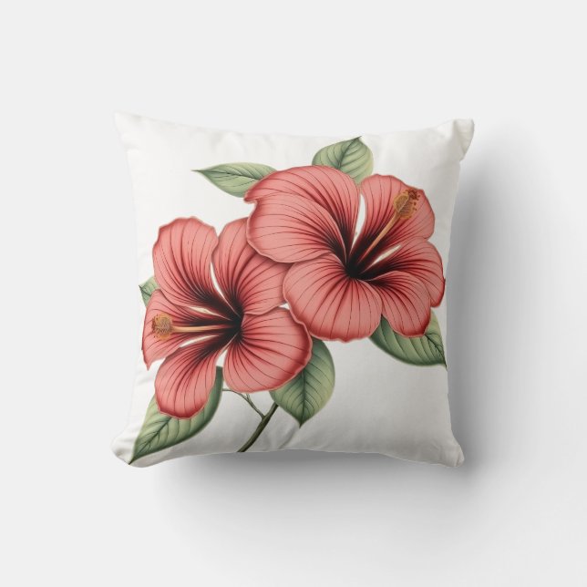 Vintage Hibiscus throw pillow (Front)