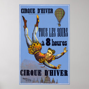 Vintage High Dive Balloon French Circus Poster