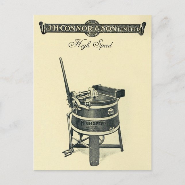Vintage High Speed Clothes Washer Postcard (Front)