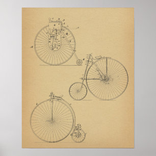 Vintage High Wheeler Bicycle Patent Art Print