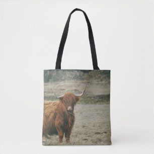 VINTAGE HIGHLAND CATTLE COW PHOTO TOTE BAG