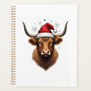 Vintage Highland Cow Christmas Design with Santa H Planner