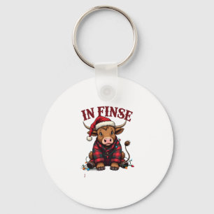 Vintage Highland Cow Christmas Shirt Design  In Fi Keychain