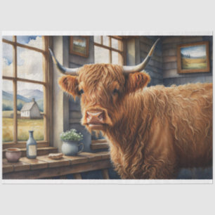 Vintage Highland Cow Decoupage  Tissue Paper
