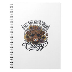 Vintage Highland Cow Floral Crazy Quote Design_1 Notebook