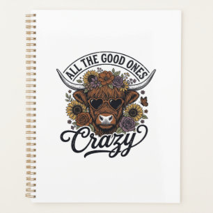 Vintage Highland Cow Floral Crazy Quote Design_1 Planner