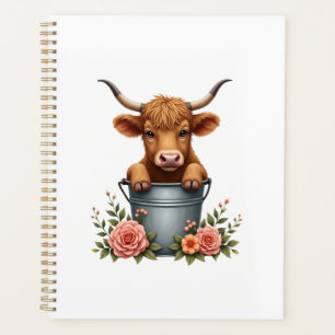 Vintage Highland Cow Flower Market Design with Flo Planner