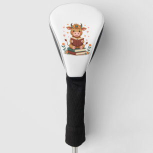 Vintage Highland Cow Reading Books Floral Cute Boo Golf Head Cover