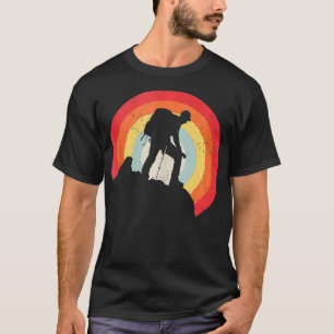 Vintage Hiking Design Hiker on Rock Retro Sunset S T-Shirt