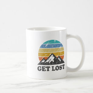 Vintage Hiking - Get Lost - Retro Sunset Mountains Coffee Mug
