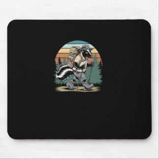 Vintage Hiking Skunk  Funny Forest Hiking Adventur Mouse Pad