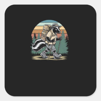 Vintage Hiking Skunk  Funny Forest Hiking Adventur Square Sticker