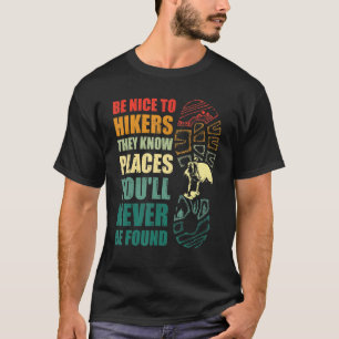 Vintage Hiking T Shirt Hiker On Rock Retro Sunset