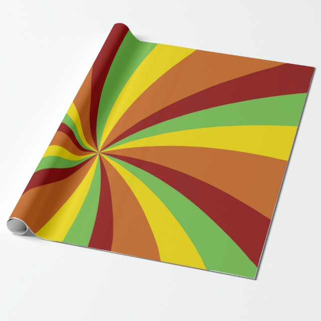 Vintage Hippie Retro Style Swirls Pattern Wrapping Paper (Unrolled)