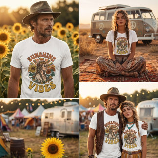 Vintage Hippie Sunshine Vibes Graphic T-Shirt
