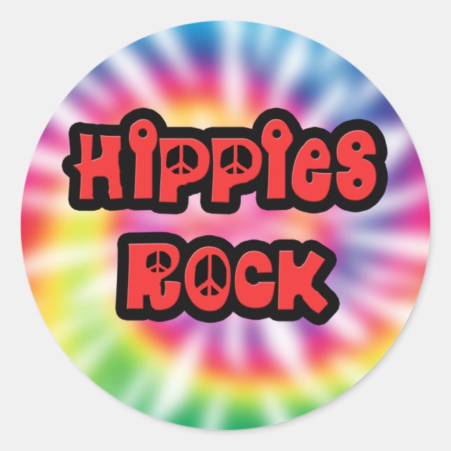 Vintage Hippies Rock Tie Dye Sticker (Front)