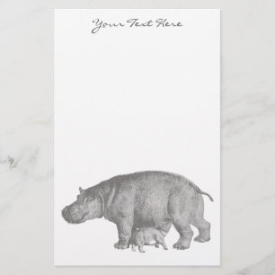 Vintage Hippo Stationery