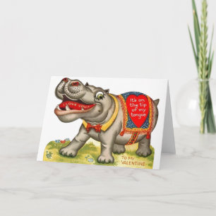 Vintage Hippo Valentine's Day Card