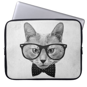 Vintage hipster cat laptop sleeve