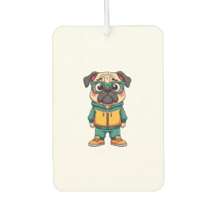 Vintage Hipster Pug Dog Cartoon Streetwear Graphic Air Freshener