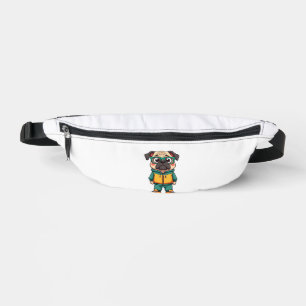 Vintage Hipster Pug Dog Cartoon Streetwear Graphic Fanny Pack