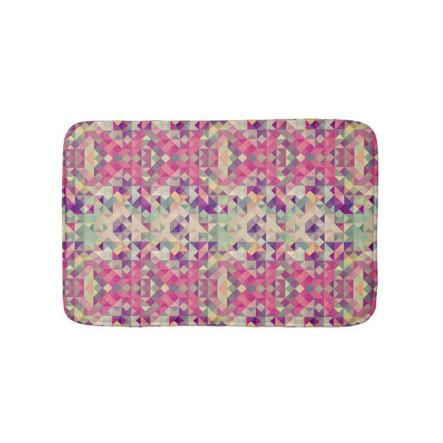 Vintage Hipsters Geometric Pattern. Bath Mat (Front)