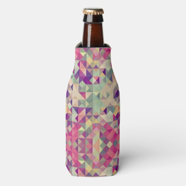 Vintage Hipsters Geometric Pattern. Bottle Cooler (Bottle Front)