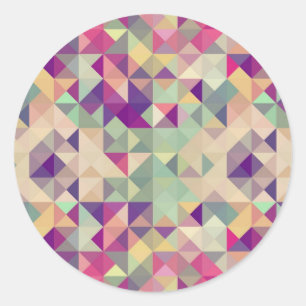 Vintage Hipsters Geometric Pattern. Classic Round Sticker