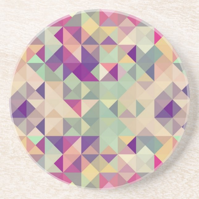 Vintage Hipsters Geometric Pattern. Coaster (Front)