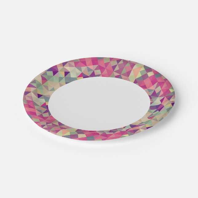 Vintage Hipsters Geometric Pattern. Paper Plate (Angled)