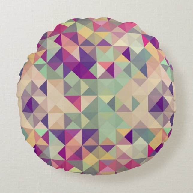 Vintage Hipsters Geometric Pattern. Round Pillow (Front)