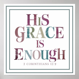 Vintage His Grace Is Enough Bold Scripture Quote Poster