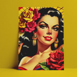 Vintage Hispanic Pin-up Postcard