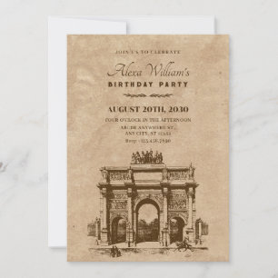 Vintage historic architecture birthday   invitation